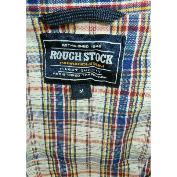 Panhandle Slim Rough Stock Plaid Shirt Men's Medium Pearl Snap Western Cowboy - Picture 3 of 6